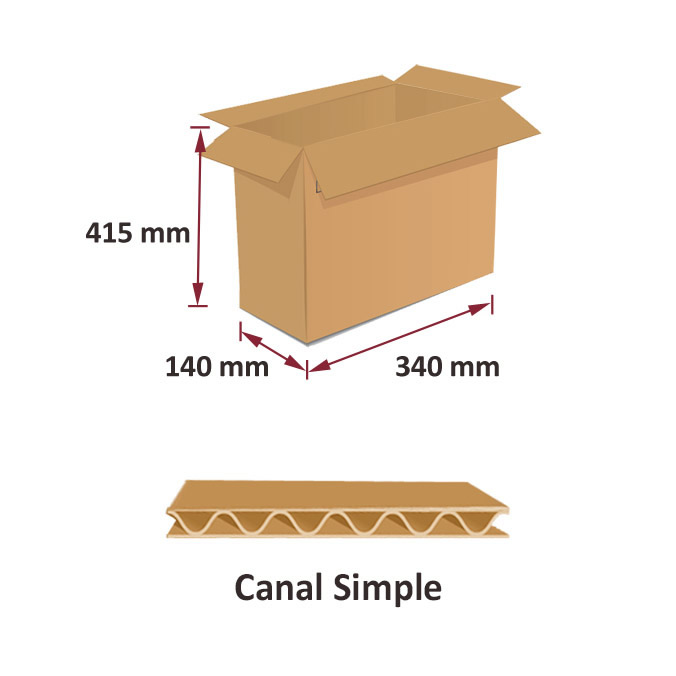 Cajas de cartón 340 x 140 x 415 mm