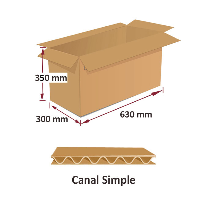 Cajas de cartón 630 x 300 x 350 mm. Con Asas