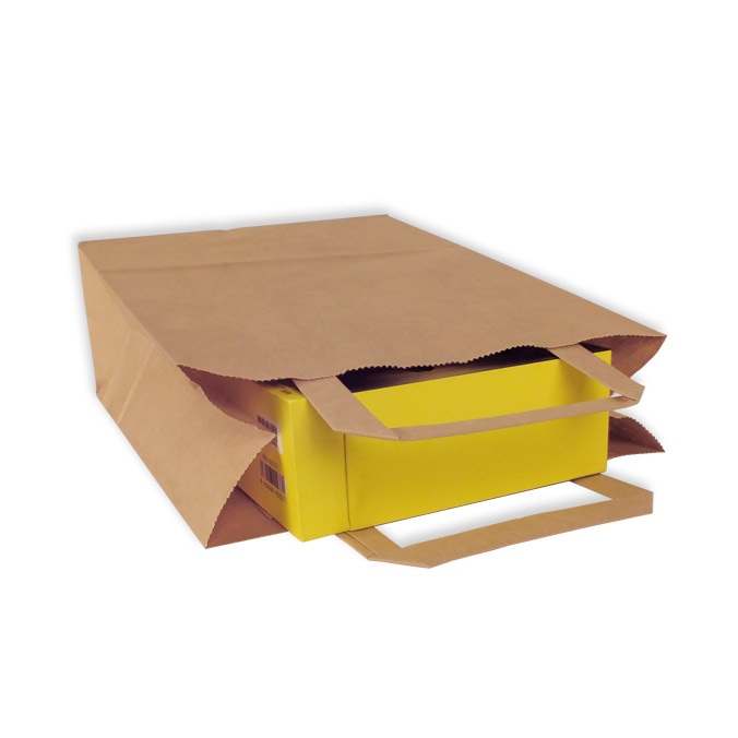 Bolsas de Papel Kraft 22 + 10 x 29 cm. Asa Plana
