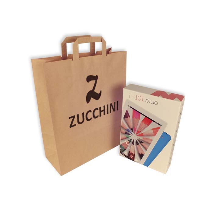 Bolsas de Papel Kraft 32 + 13 x 41 cm. Asa Plana 