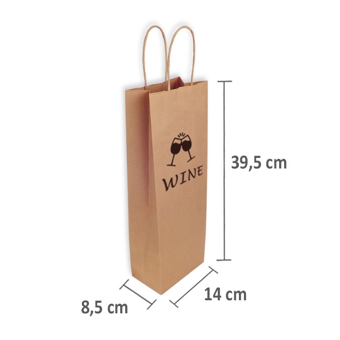 Bolsas de papel personalizadas 14 + 8,5 x 39,5 cm