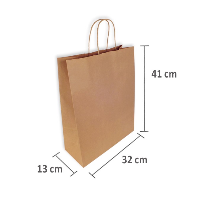 Bolsas Papel Kraft 32 + 13 x 41 cm