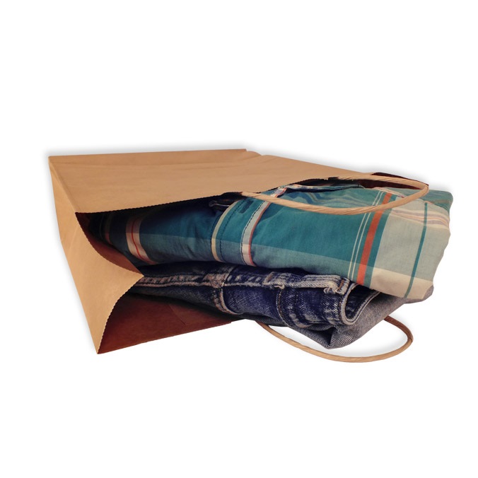 Bolsas Papel Kraft 32 + 13 x 41 cm